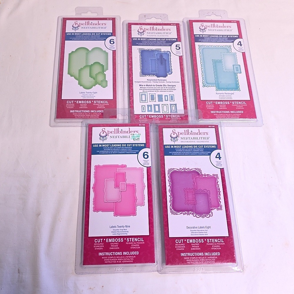 Spellbinders Nestabilities Die Set Lot 5pk Labels Rectangles Scrapbooking Paper